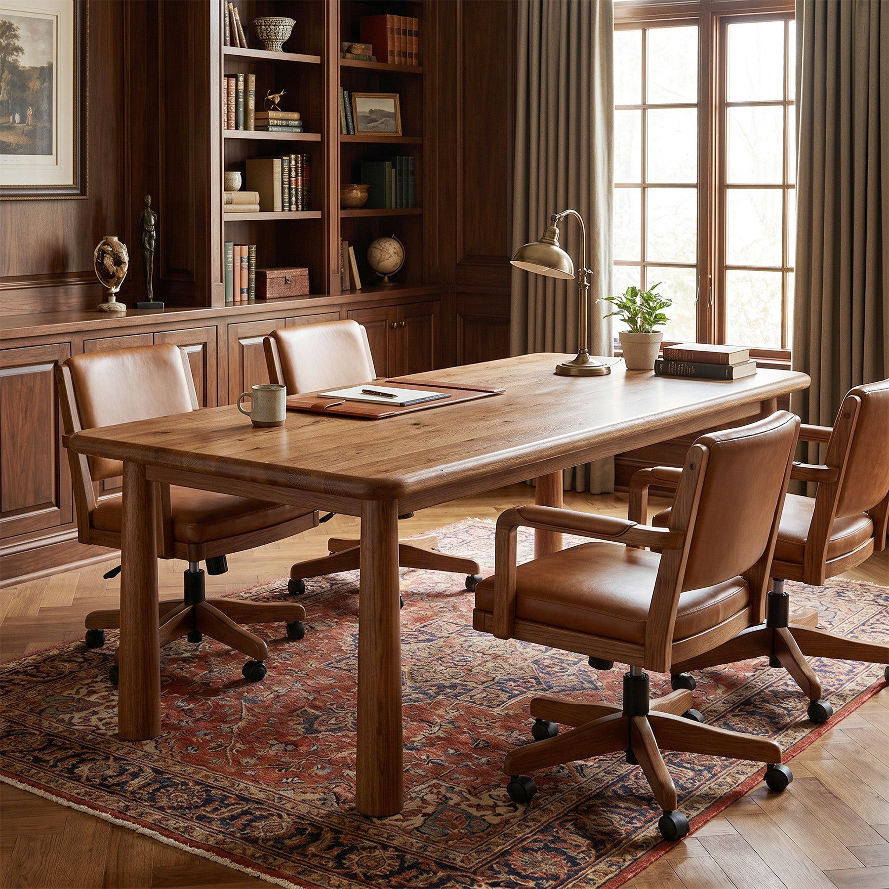 63-Inch Solid Wood Executive Desk with Heavy Duty Legs, Large Office Computer Desk for Home Office
