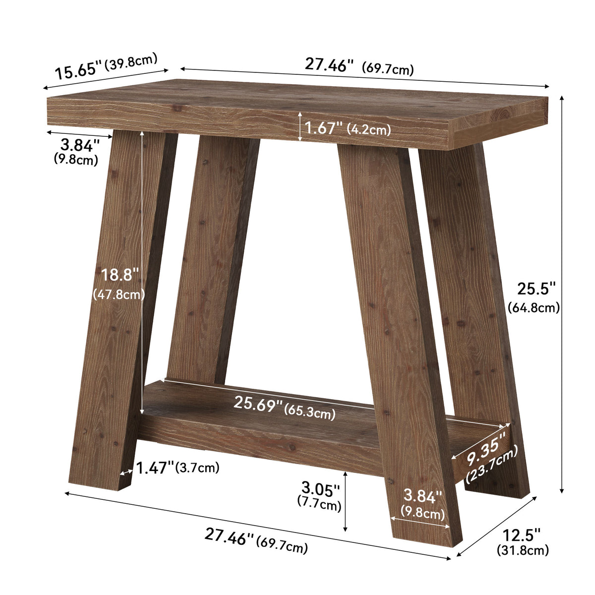 Tribesigns Solid Wood End Table with 2-Tier Storage Shelf, Small Side Table for Living Room and Bedroom