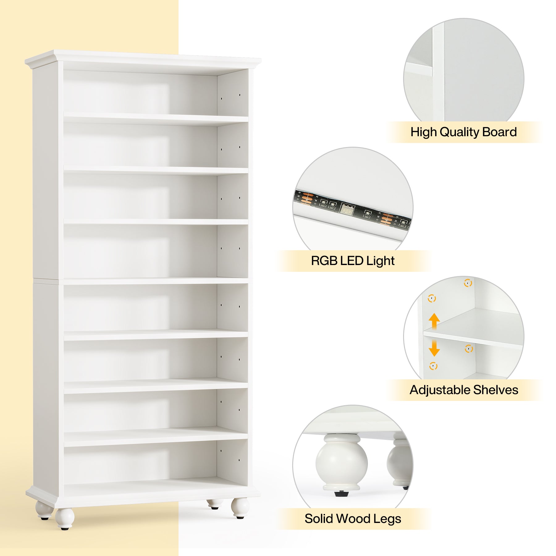 Tribesigns 69-Inch Tall Shoe Storage Cabinet with LED Lighting and Solid Wood Legs, 28-Inch Wide 30-Pair Shoe Rack Organizer