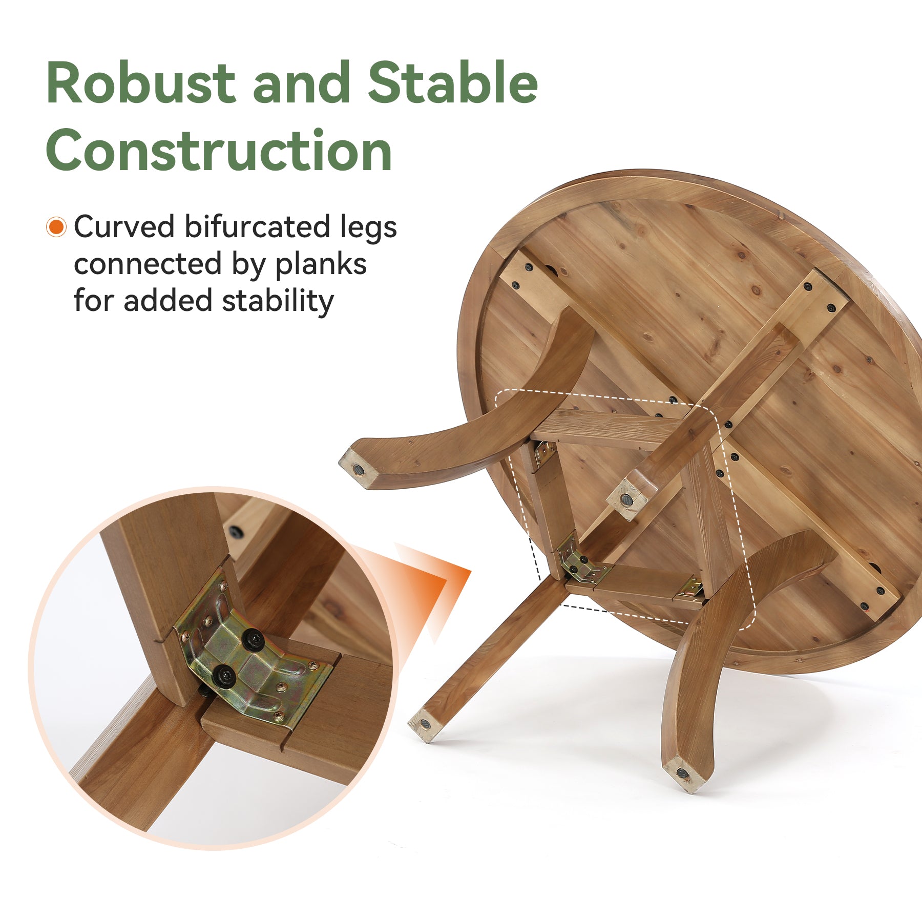 Tribesigns 47" Round Dining Table, Solid Wood Farmhouse Kitchen Table for 4-6 with Curved Legs