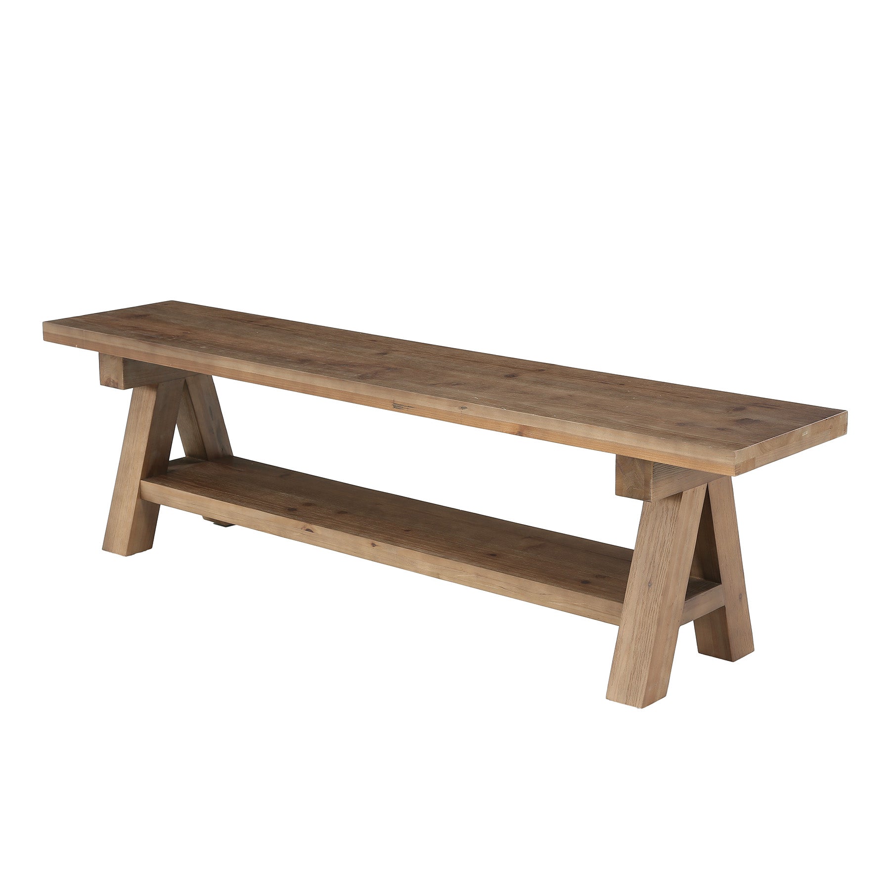 Tribesigns 63-Inch Solid Wood Entryway Bench, Dining Bench with Open Storage for Hallway and Foyer