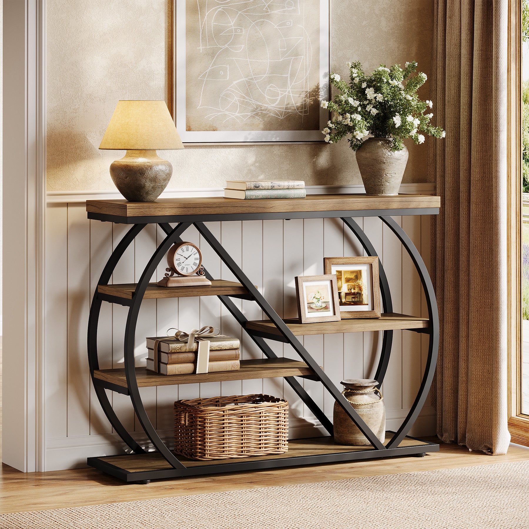 Tribesigns 41.3" Console Table, 5-Tier Industrial Entryway Table for Hallway