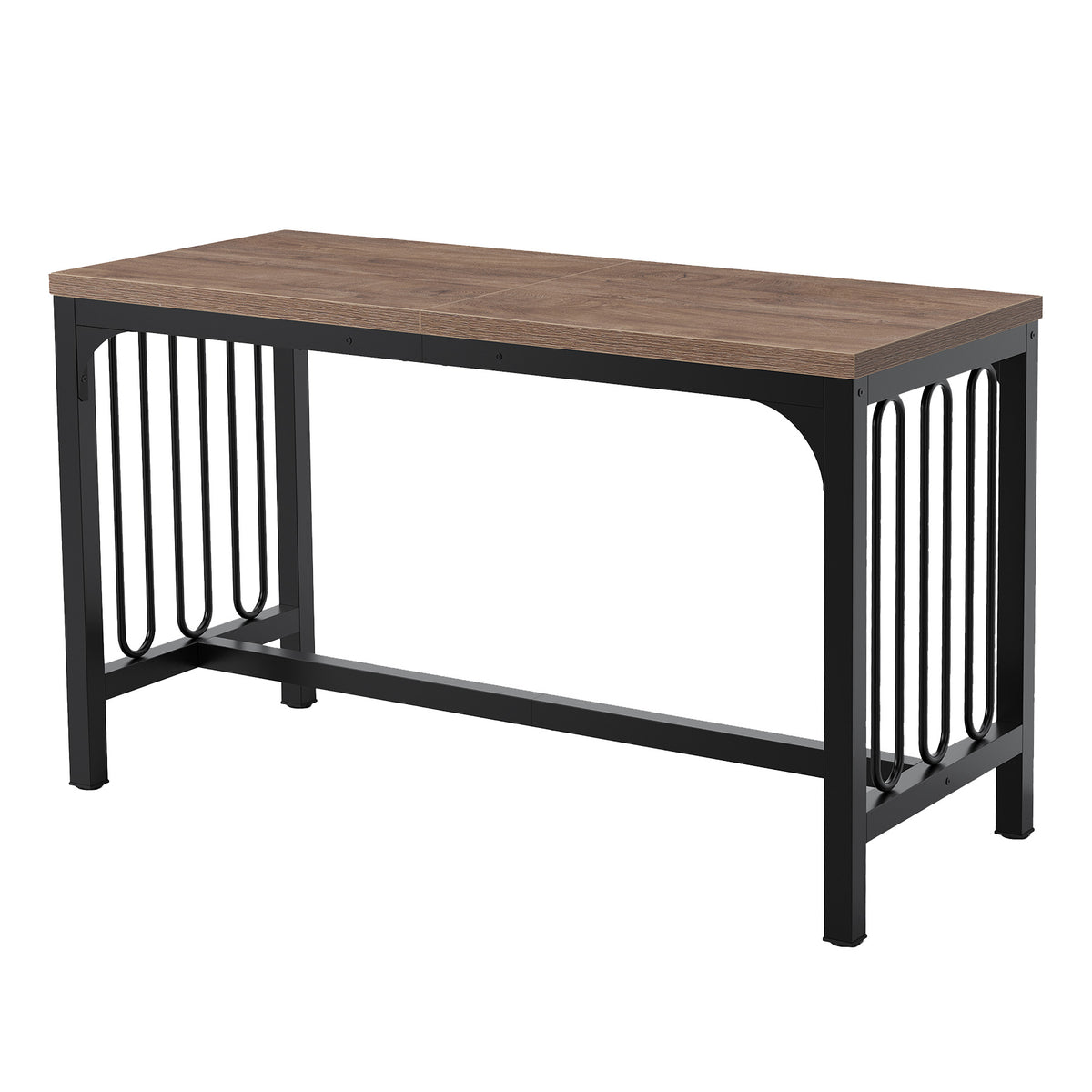 Tribesigns 63" Bar Table with Metal Crossbar Support, Industrial Counter Height Table for Home Bar