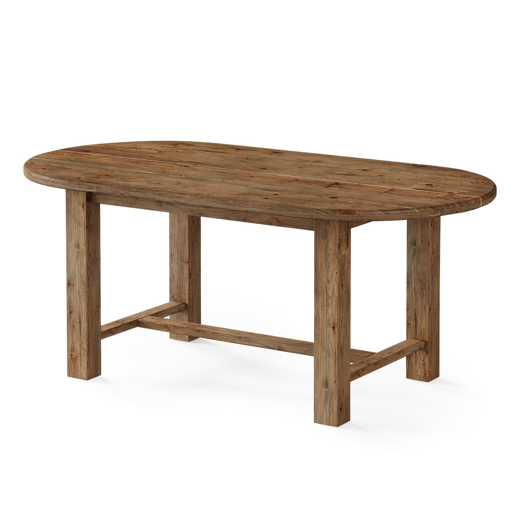 Tribesigns 63 Inch Solid Fir Wood Executive Desk with Crossbar, Oval Workstation for Home Office
