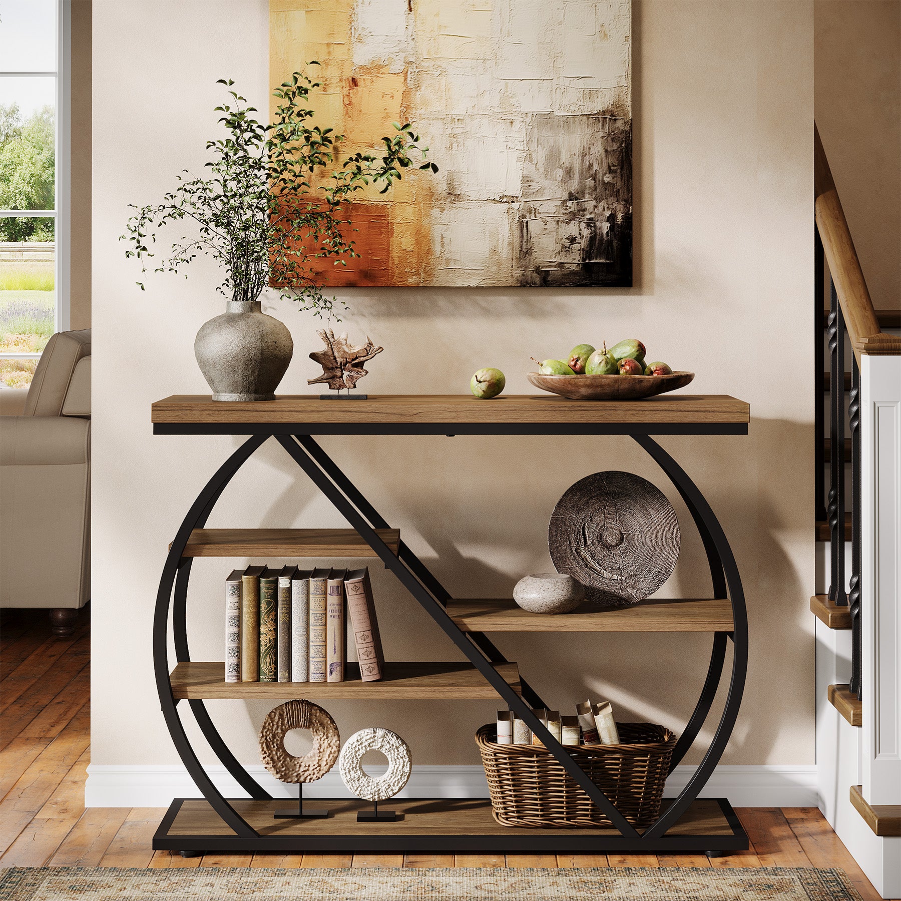 Tribesigns 41.3" Console Table, 5-Tier Industrial Entryway Table for Hallway
