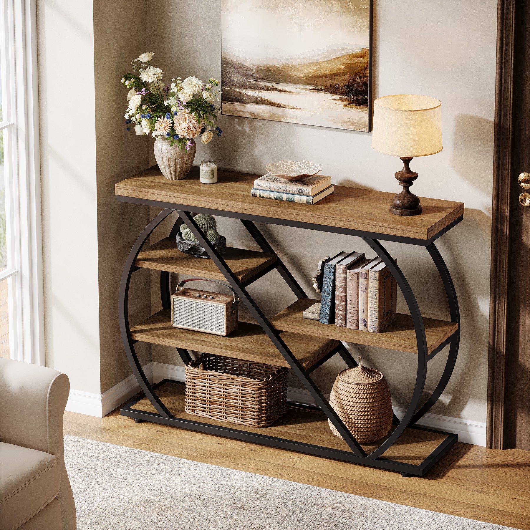 Tribesigns 41.3" Console Table, 5-Tier Industrial Entryway Table for Hallway