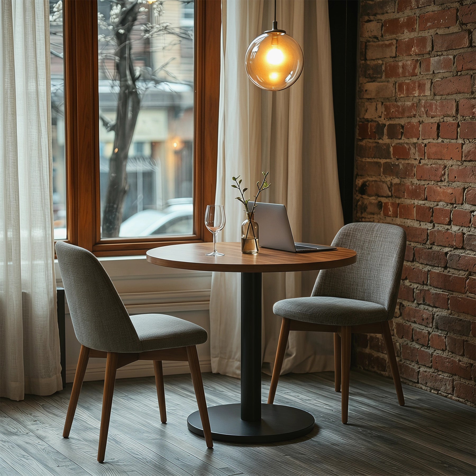 Tribesigns 31.5-Inch Round Dining Table with Black Metal Pedestal Base, Small Kitchen Table for 2-4 People in Dining Room