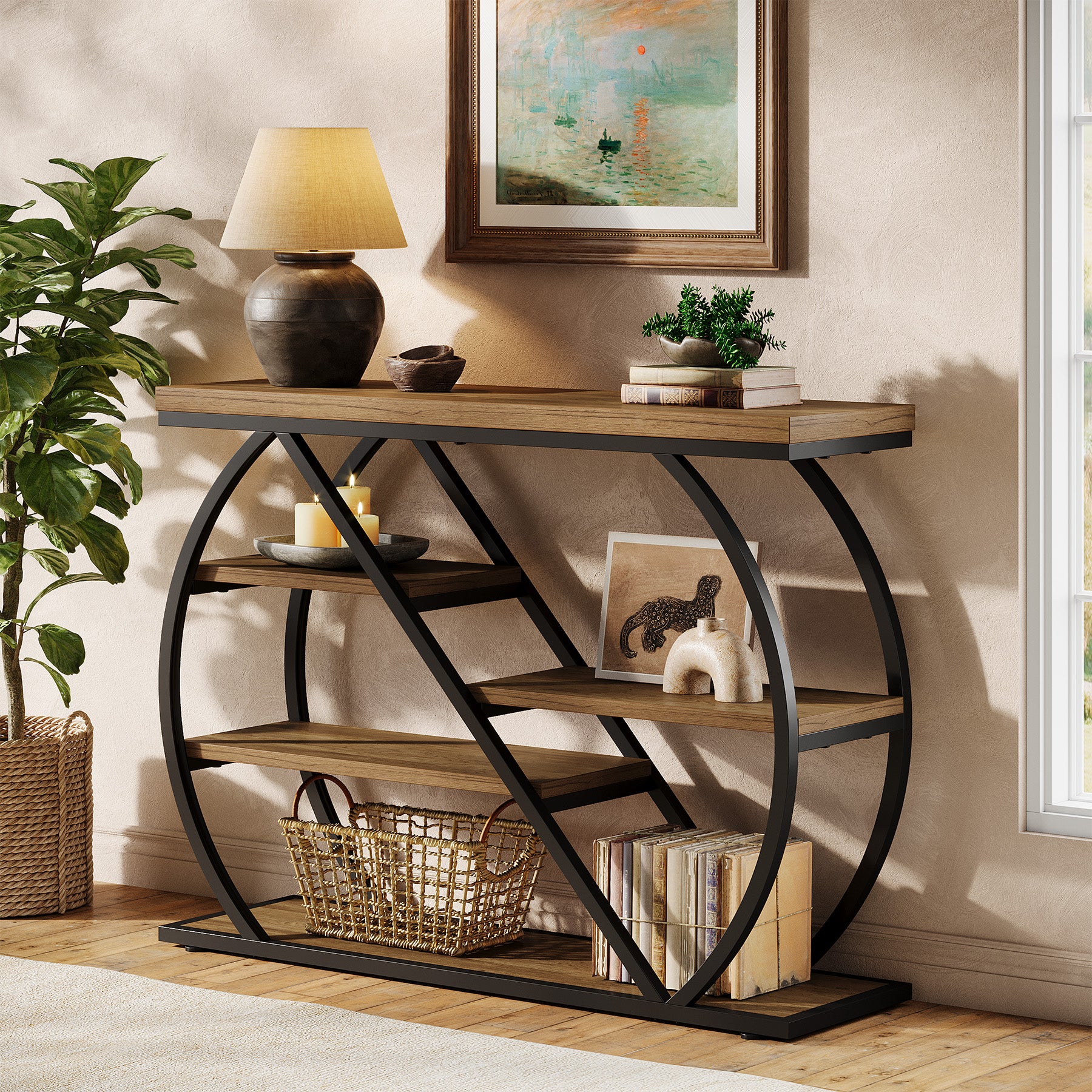 Tribesigns 41.3" Console Table, 5-Tier Industrial Entryway Table for Hallway