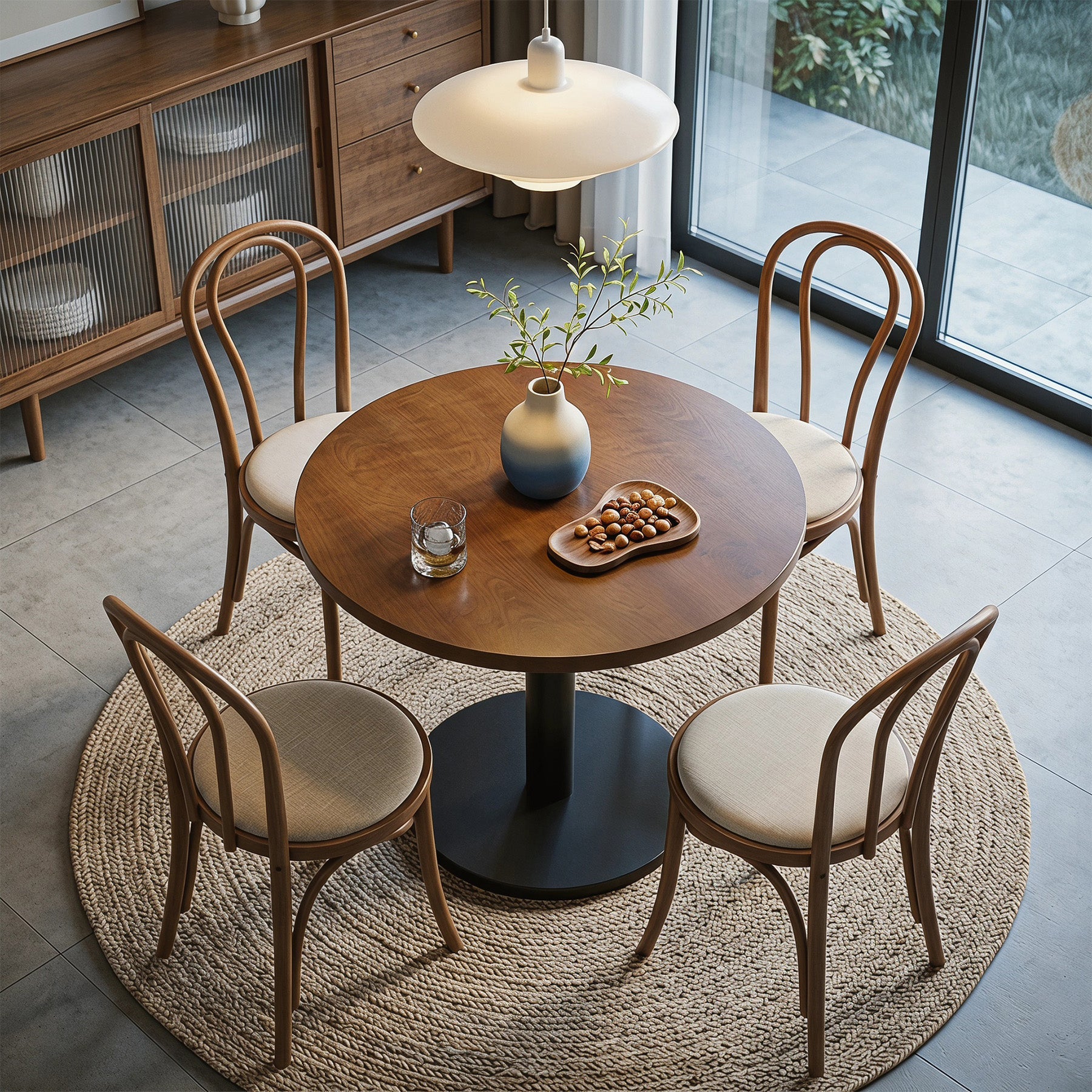 Tribesigns 31.5-Inch Round Dining Table with Black Metal Pedestal Base, Small Kitchen Table for 2-4 People in Dining Room