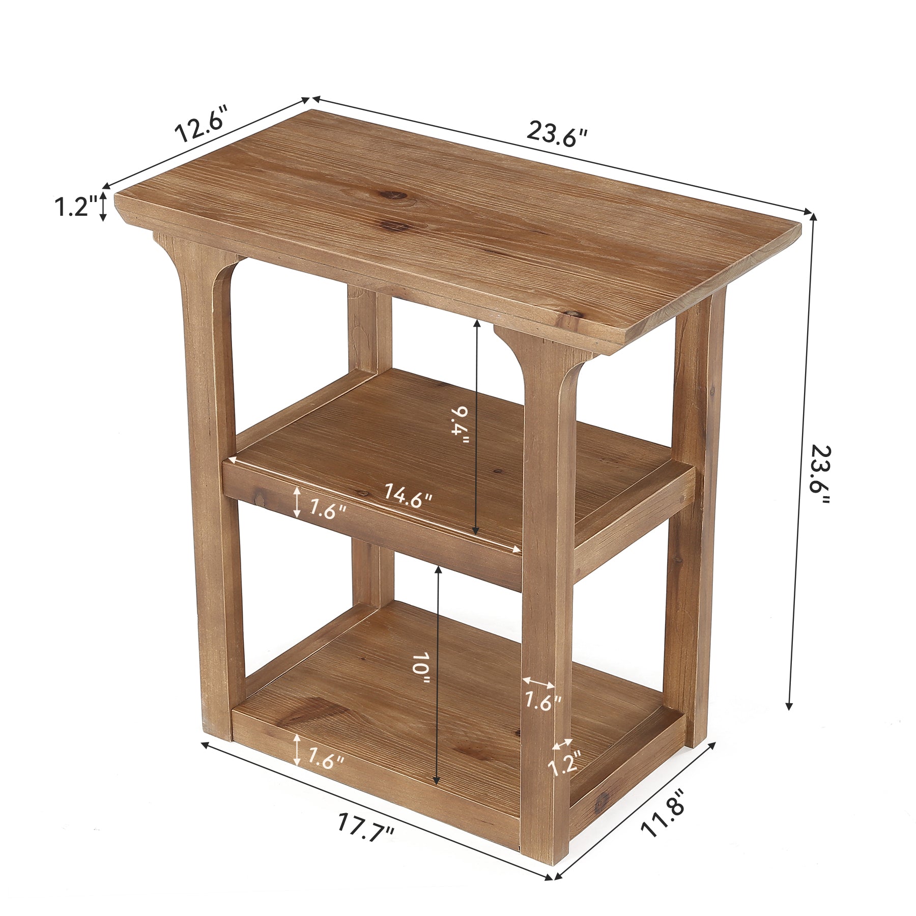 Tribesigns 23.6-Inch Solid Wood Nightstand with 3-Tier Storage, Farmhouse Bedside Table for Bedroom