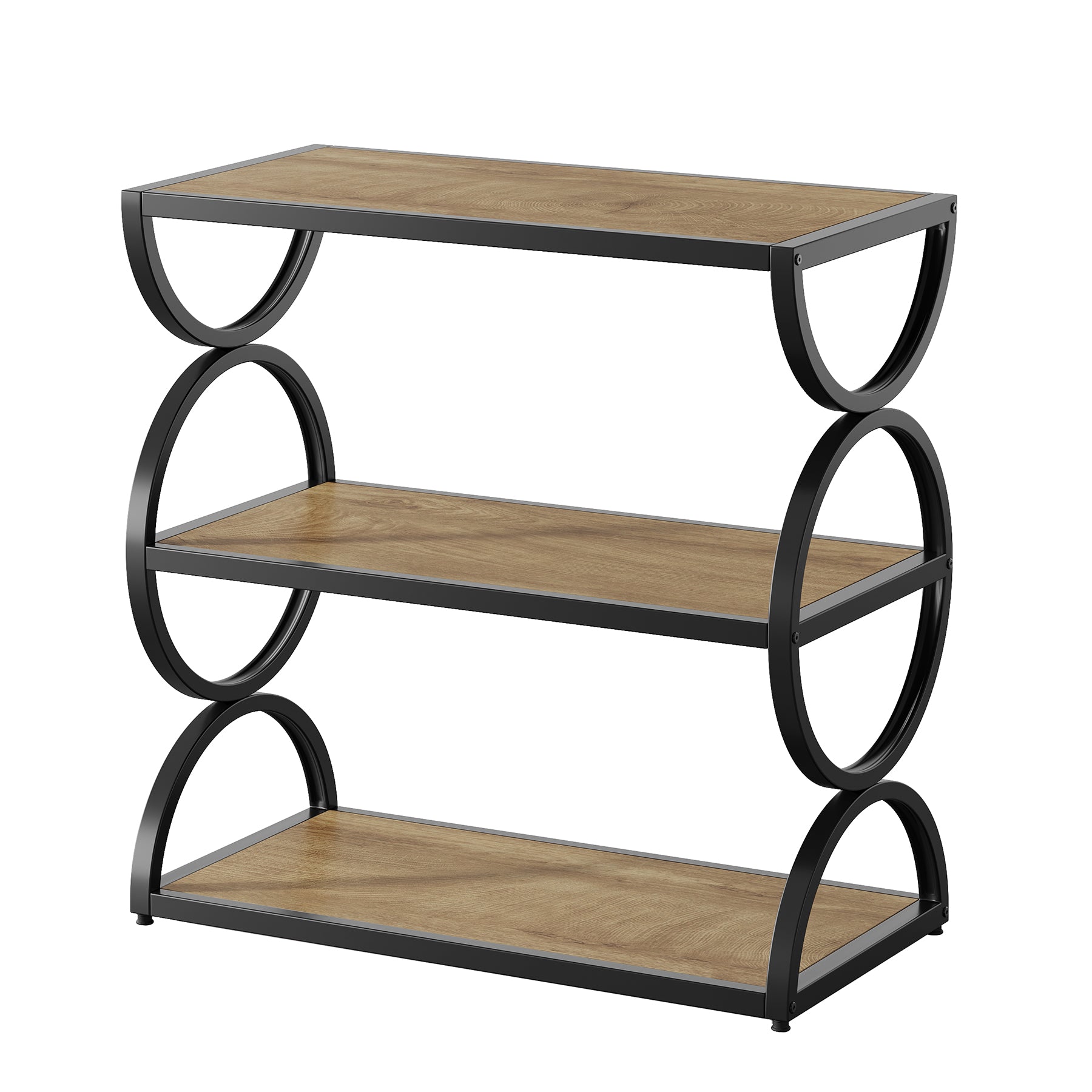 Tribesigns 23.6-Inch 3-Tier End Table with Circular Side Frame, Narrow Industrial Side Table with Storage Shelves for Living Room