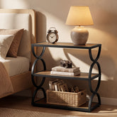 Tribesigns 23.6-Inch Nightstand with 3-Tier Storage Shelves and Circular Frame, Industrial Bedside Table for Bedroom and Small Spaces 3