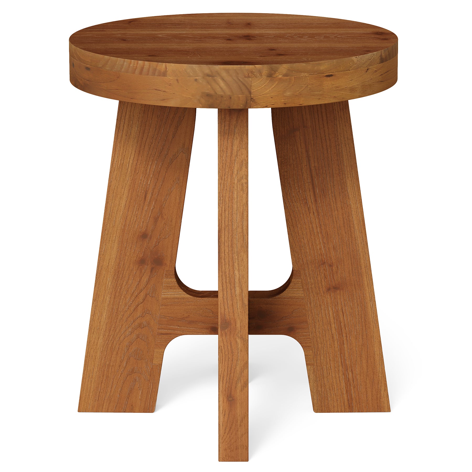Solid Wood Round Side Table with Heavy-Duty Legs, Farmhouse End Table for Living Room
