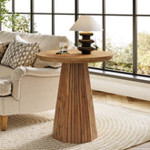 Tribesigns 19.7-Inch Solid Wood End Table with Fluted Base, Small Round Side Table for Small Spaces 3