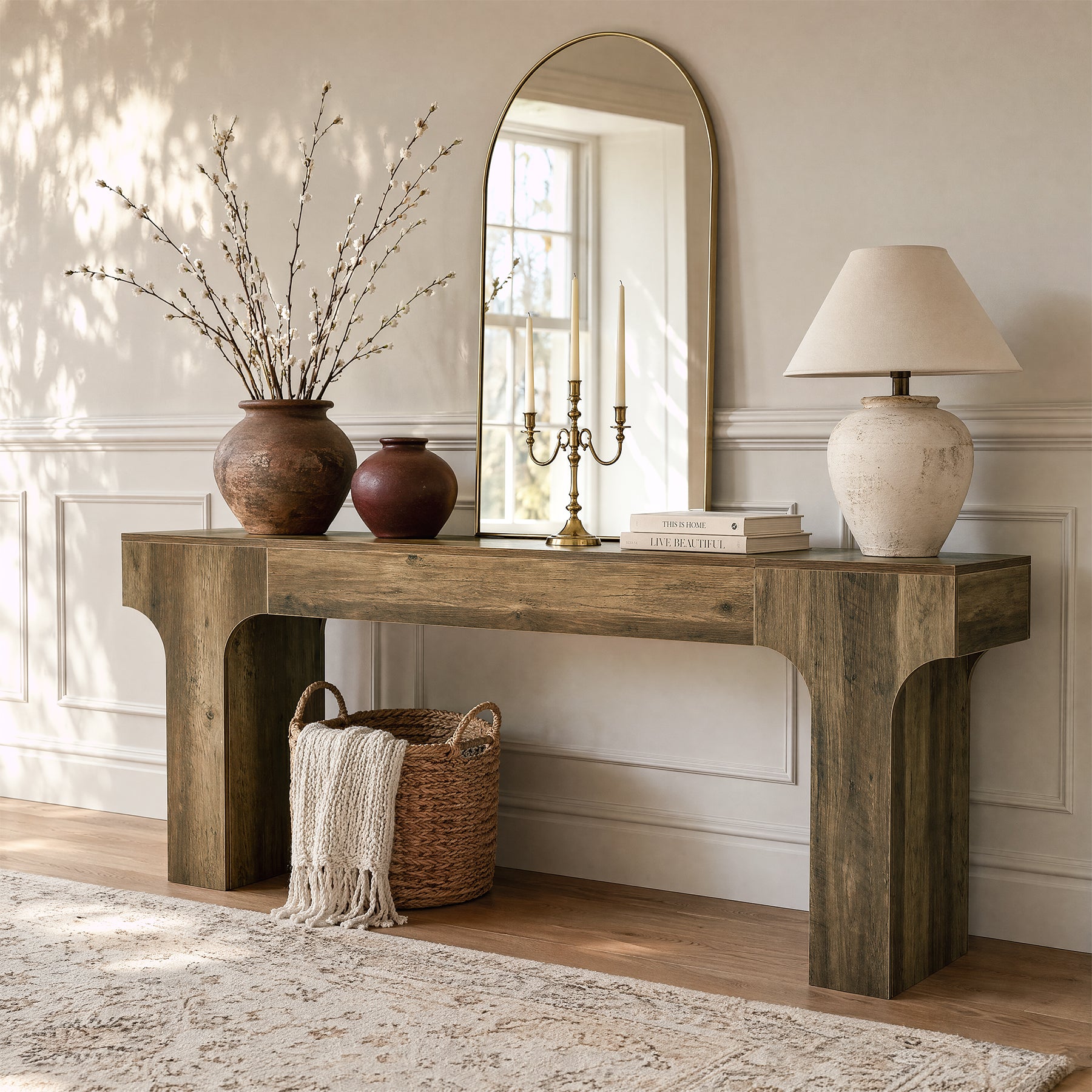 Tribesigns 79-Inch Extra Long Console Table with Arched Base, Farmhouse Sofa Table for Entryway