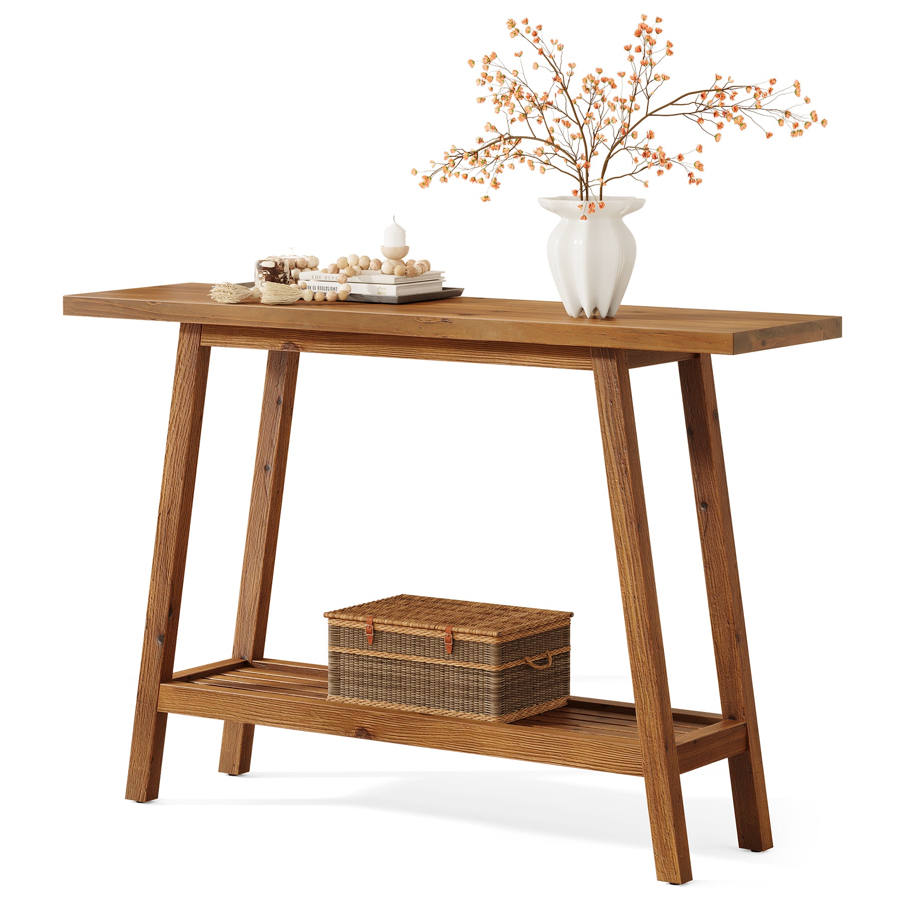 Tribesigns 41.3" Solid Wood Console Table, 2-Tier Entryway Table for Hallway