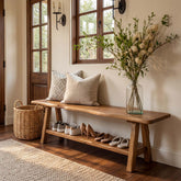 Tribesigns 55-Inch Solid Wood Entryway Bench with Live-Edge, 2-Tier Shoe Storage for Bedroom 3