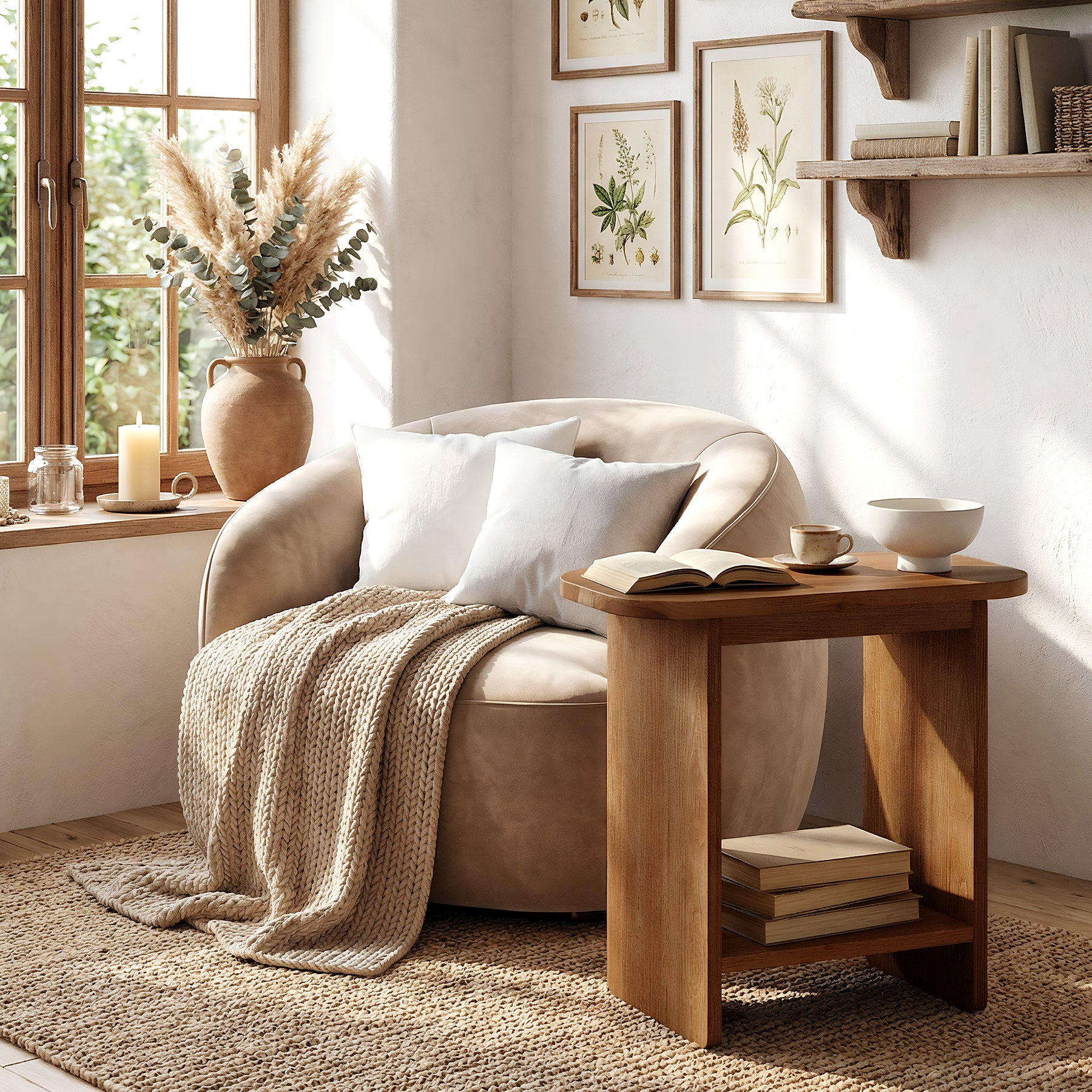 Tribesigns 23.6-Inch Solid Wood Side Table with H-Shaped Frame and 2-Tier Storage Shelf, Farmhouse Narrow End Table for Living Room
