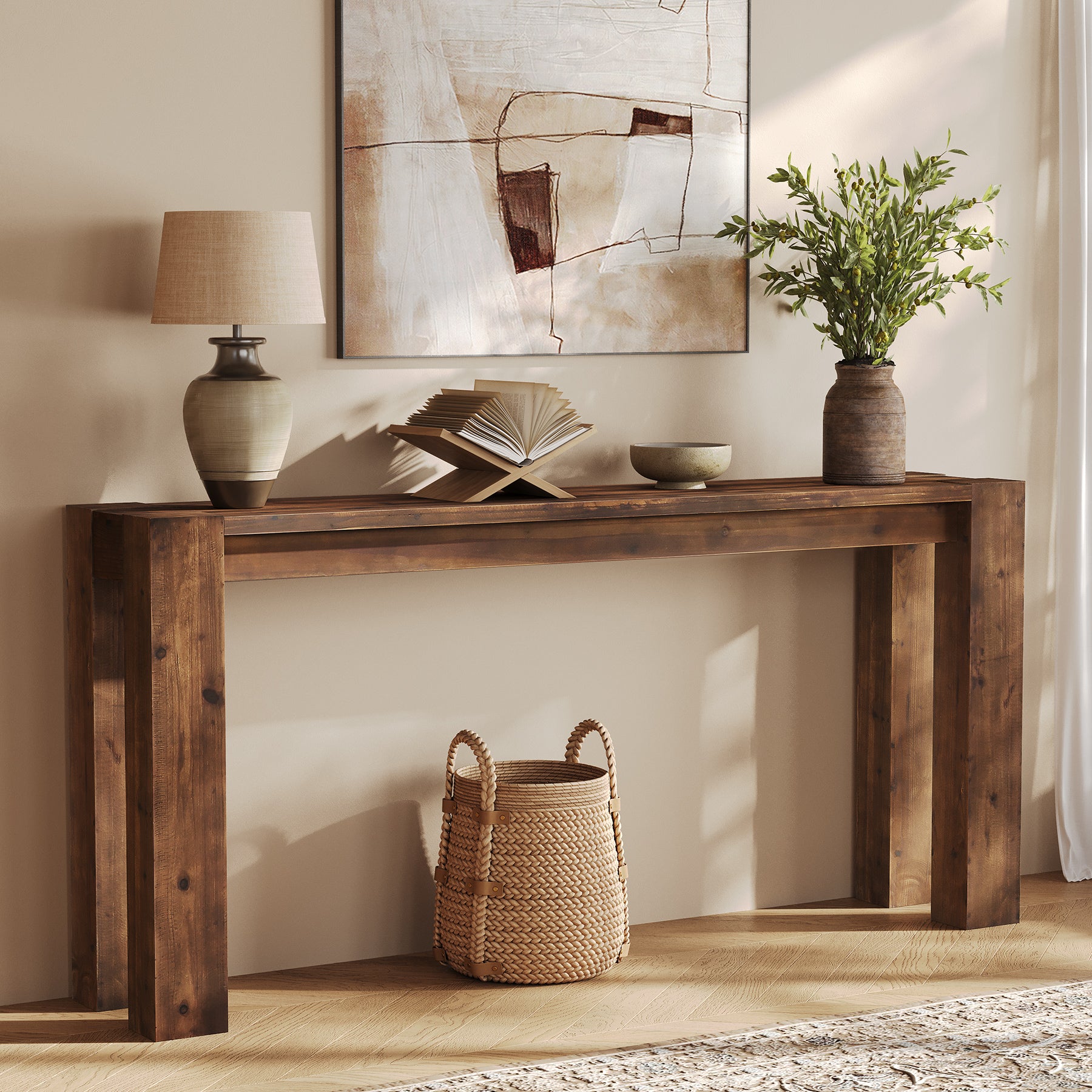 Tribesigns 70.9-Inch Solid Wood Console Table, Sofa Table for Hallway