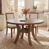 Tribesigns 47" Round Dining Table, Solid Wood Farmhouse Kitchen Table for 4-6 with Curved Legs 3
