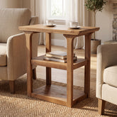 Tribesigns 23.6-Inch Solid Wood End Table with 3-Tier Storage, Farmhouse Side Table for Living Room 3