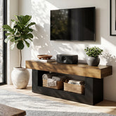 Tribesigns 63 Inch TV Stand for 55-70 Inch TVs, Modern Media Console with U-Shaped Base and Open Storage 3