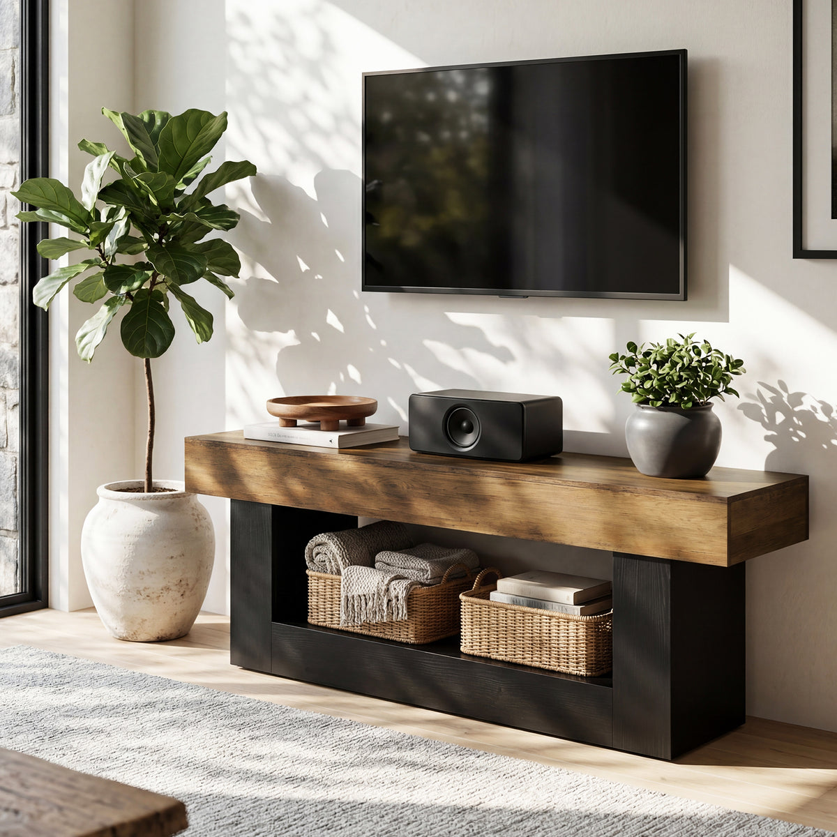 Tribesigns 63 Inch TV Stand for 55-70 Inch TVs, Modern Media Console with U-Shaped Base and Open Storage