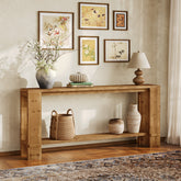 Tribesigns 70.9-Inch Solid Wood Console Table, 2-Tier Hallway Table 3