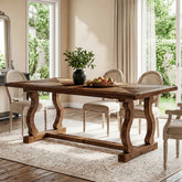 Tribesigns 63-Inch Solid Wood Dining Table with Diamond Parquetry, Farmhouse Table for Dining Room 3