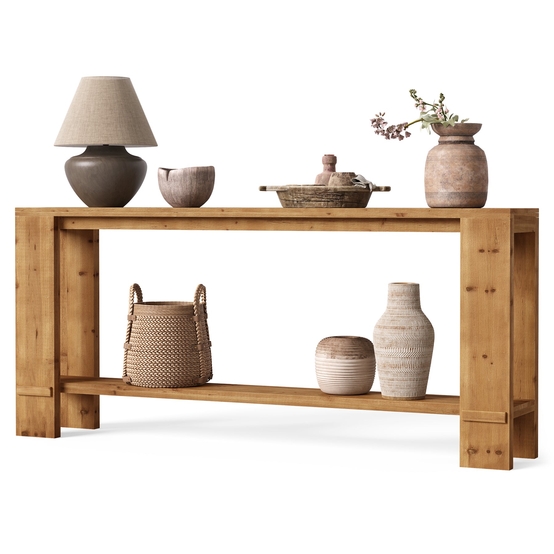 Tribesigns 70.9-Inch Solid Wood Console Table, 2-Tier Hallway Table