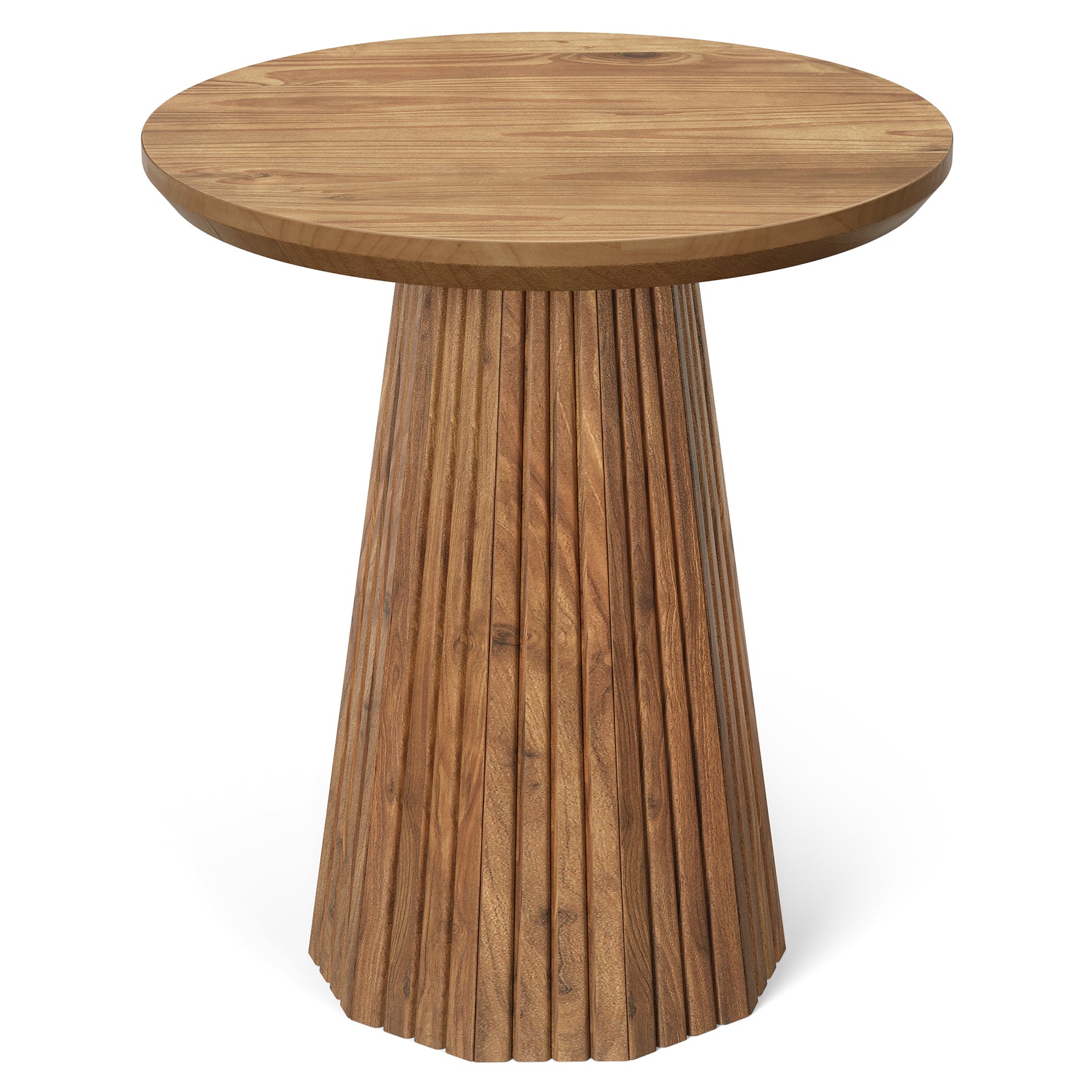 Tribesigns 19.7-Inch Solid Wood End Table with Fluted Base, Small Round Side Table for Small Spaces