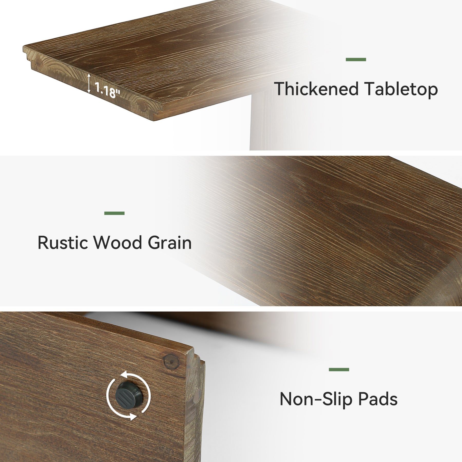 Tribesigns C-Shaped Solid Wood End Table for Small Spaces, Narrow Sofa Side Table for Living Room
