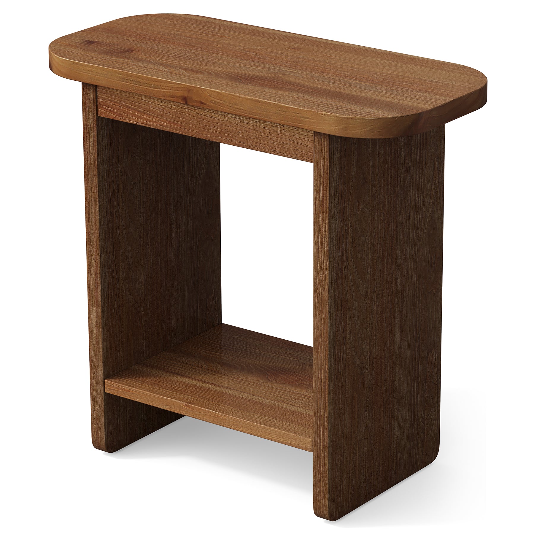 Tribesigns 23.6-Inch Solid Wood Side Table with H-Shaped Frame and 2-Tier Storage Shelf, Farmhouse Narrow End Table for Living Room