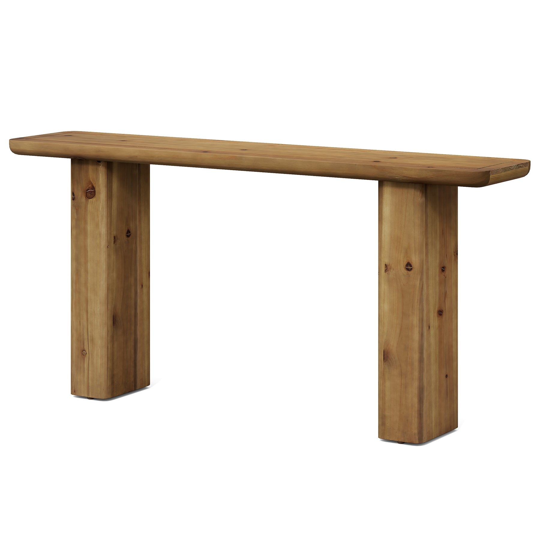 Solid Storage Console, 63-Inch Rustic Wood Table for Hallway & Foyer