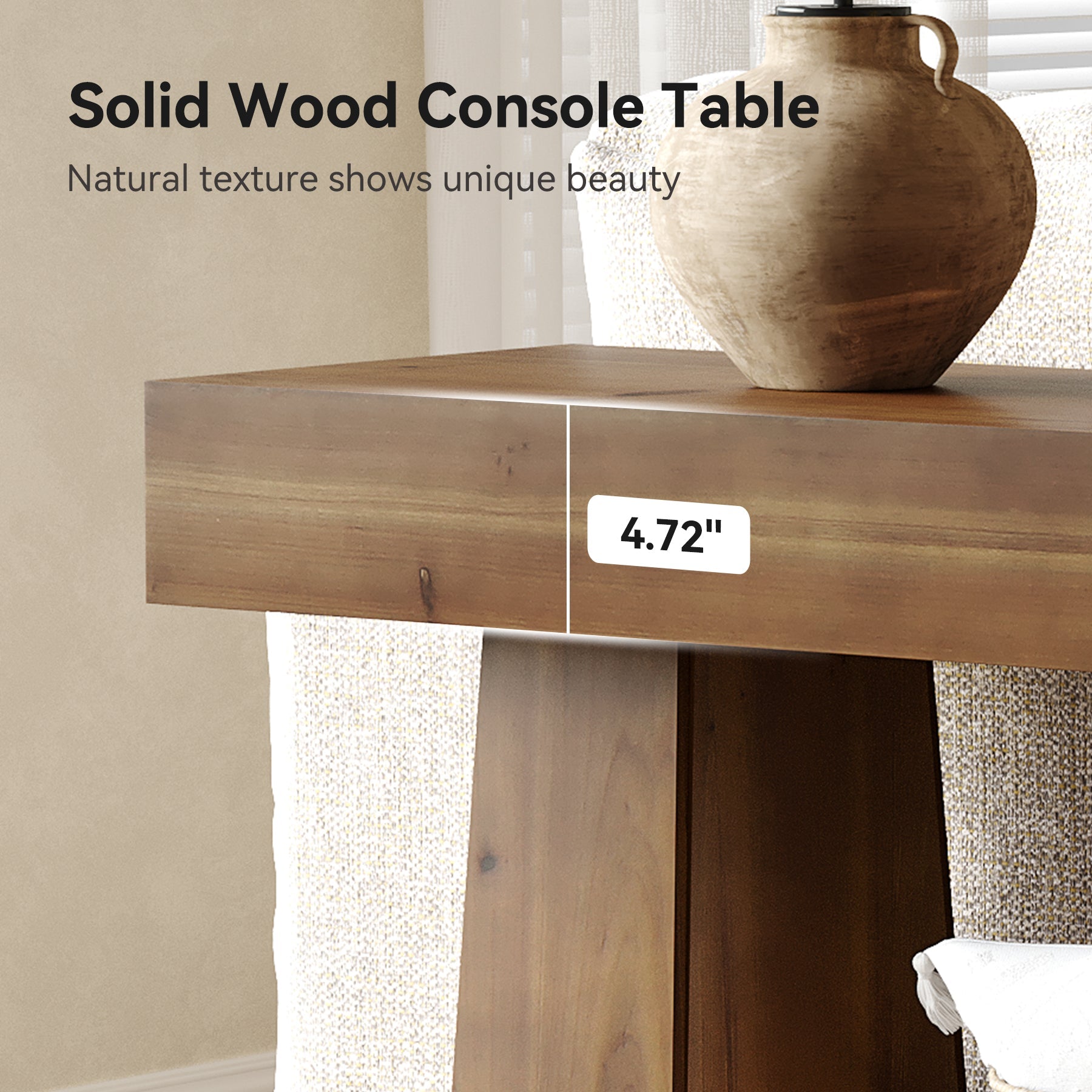 Tribesigns 63-Inch Solid Wood Console Table, Entryway Sofa Table with Storage for Behind Couch