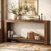 Tribesigns 63-Inch Solid Wood Console Table with Rivet Detailing and 2-Tier Storage Shelf, Farmhouse Narrow Entryway Table for Living Room Hallway and Entryway 3