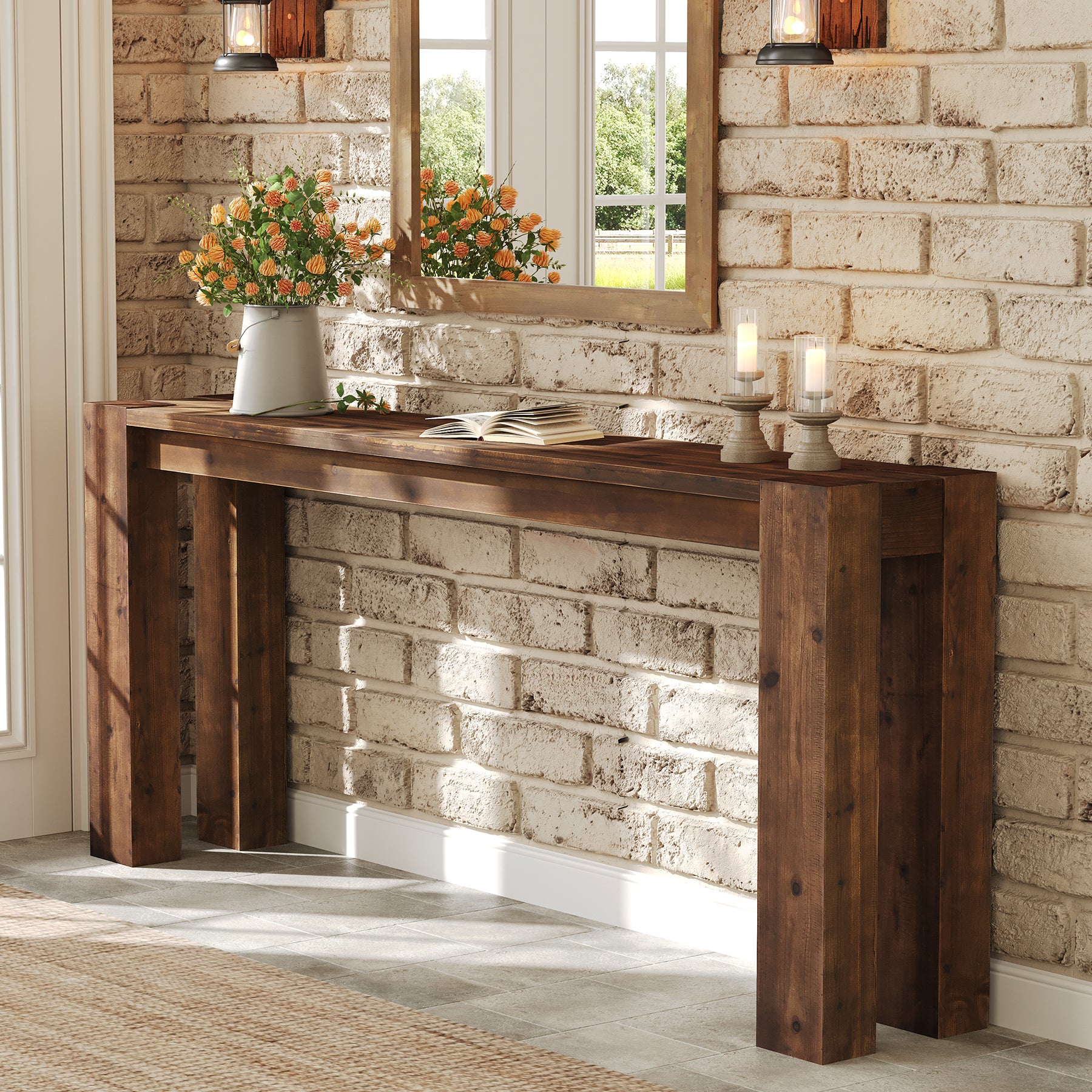 Tribesigns 70.9-Inch Solid Wood Console Table, Sofa Table for Hallway