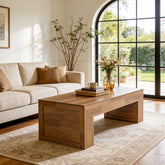 Tribesigns 47.2-Inch Farmhouse Coffee Table, Rectangular Table with Thick Panel Base 3