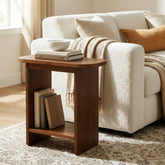 Tribesigns 23.6-Inch Solid Wood Side Table with H-Shaped Frame and 2-Tier Storage Shelf, Farmhouse Narrow End Table for Living Room 3