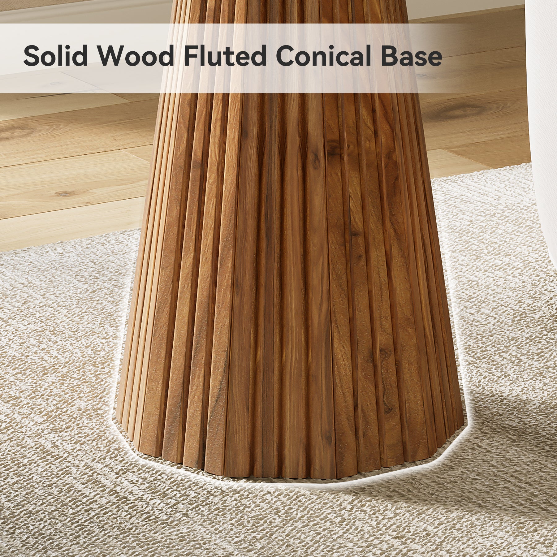 Tribesigns 19.7-Inch Solid Wood End Table with Fluted Base, Small Round Side Table for Small Spaces