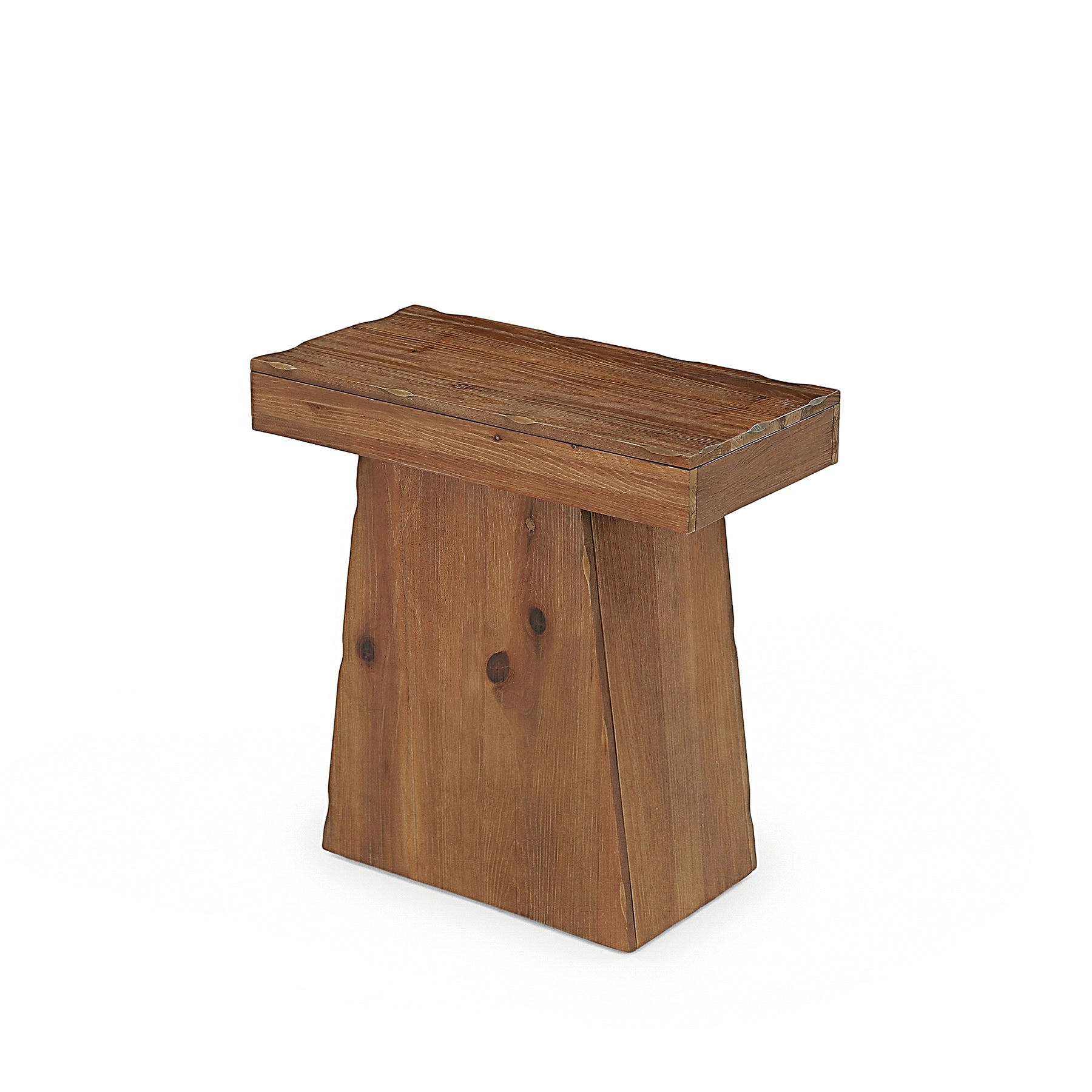 Tribesigns 23.6 Inch Solid Wood Side Table with Trapezoid Base, Rustic End Table for Small Spaces
