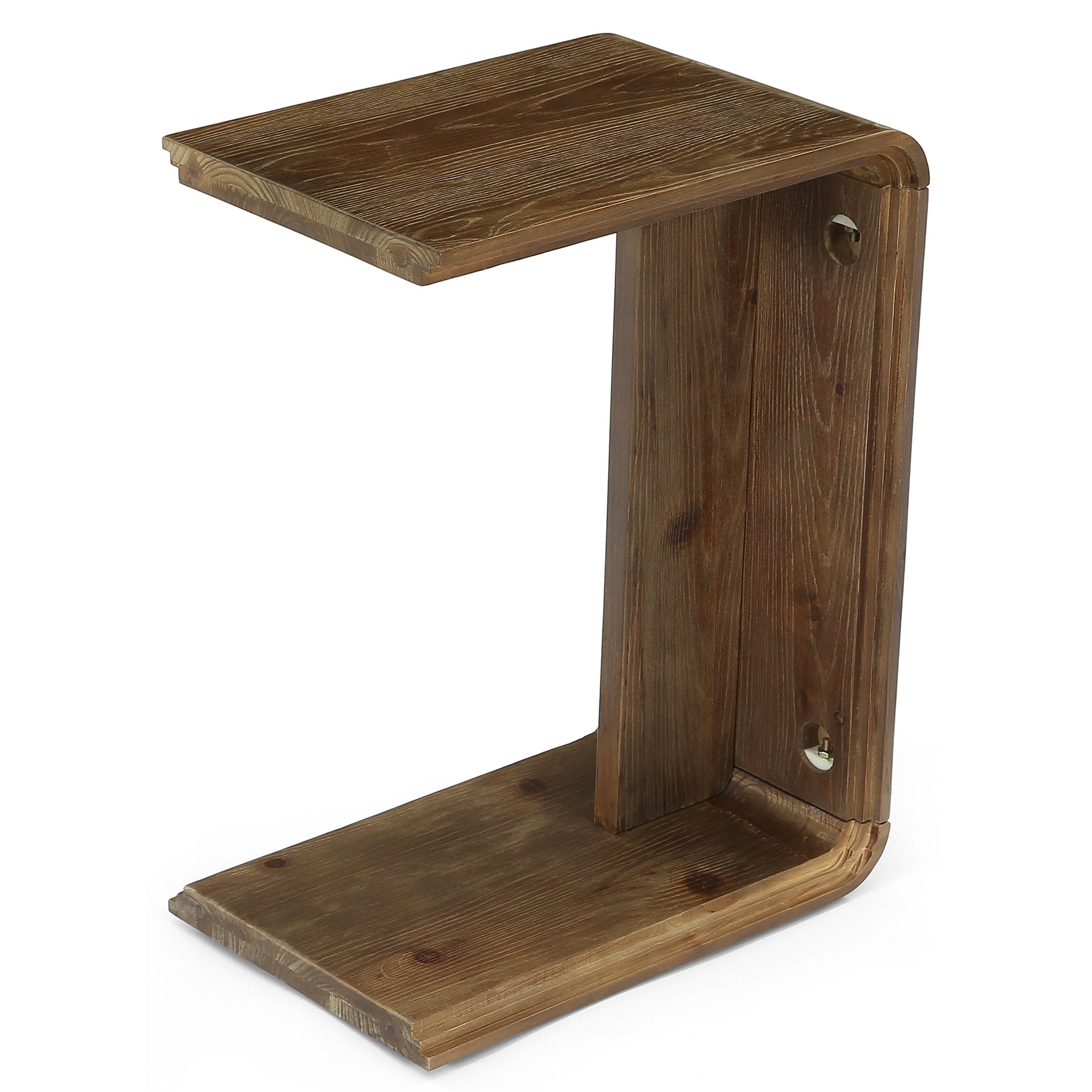 Tribesigns C-Shaped Solid Wood End Table for Small Spaces, Narrow Sofa Side Table for Living Room