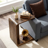 Tribesigns C-Shaped Solid Wood End Table for Small Spaces, Narrow Sofa Side Table for Living Room 3