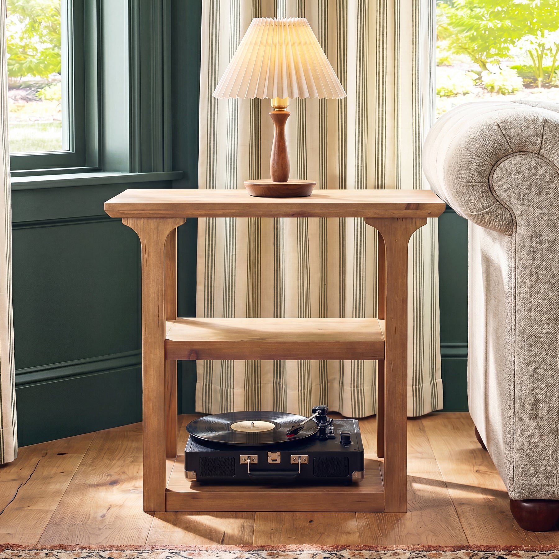Tribesigns 23.6-Inch Solid Wood End Table with 3-Tier Storage, Farmhouse Side Table for Living Room