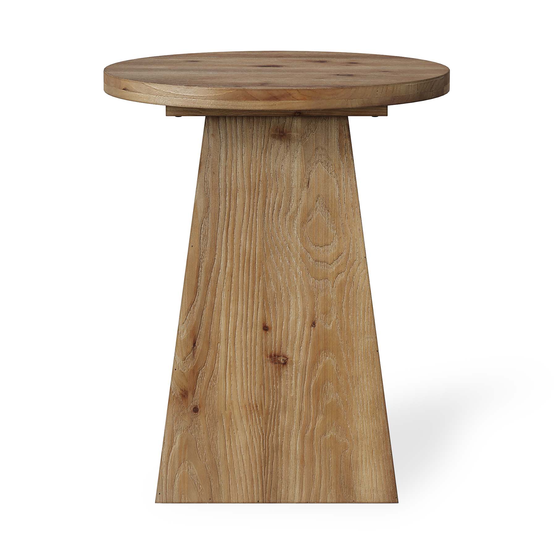 Tribesigns 18.9-Inch Round Solid Wood End Table with Trapezoid Base