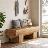 47" Solid Wood Entryway Bench, Farmhouse Indoor Entry Bench Seat 3