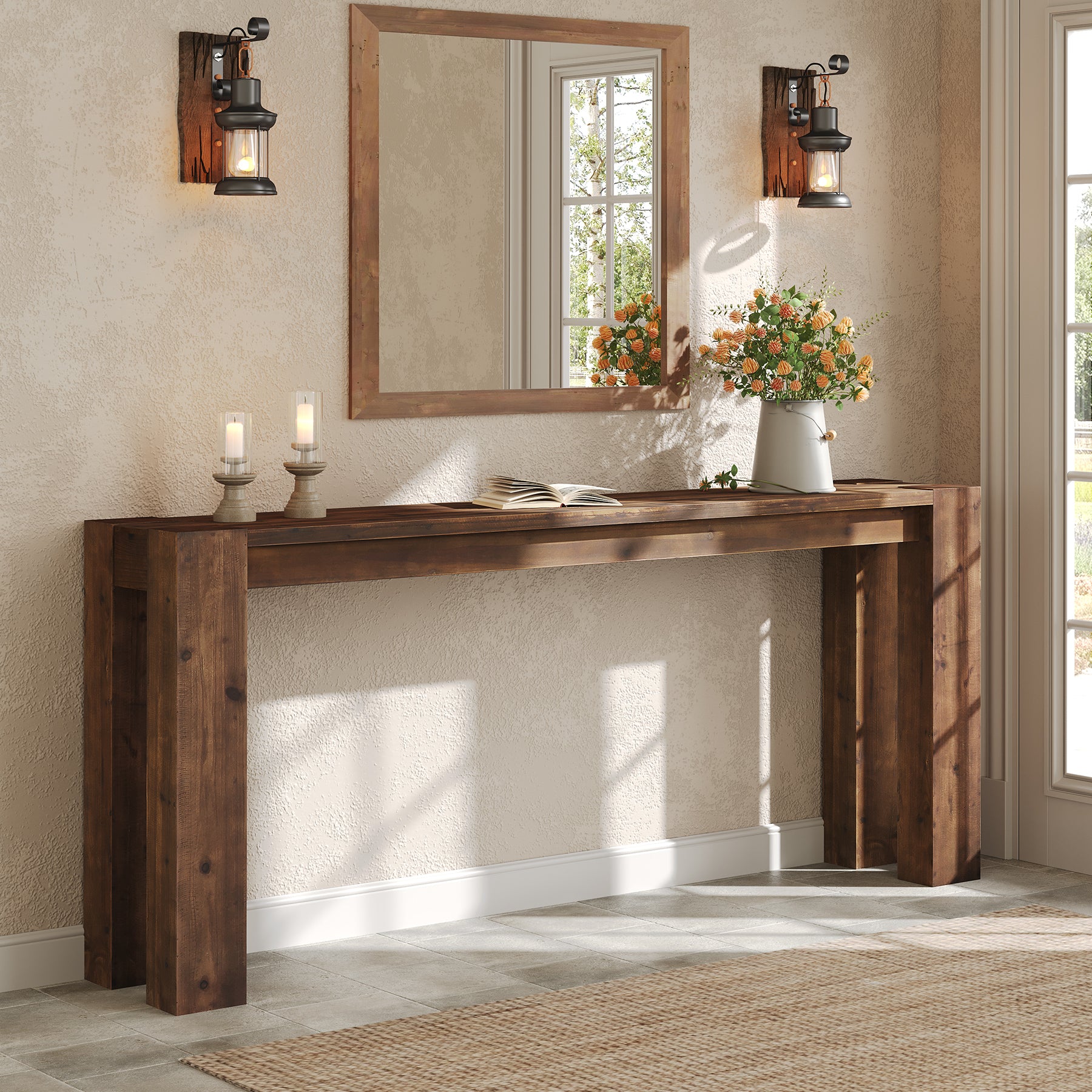 Tribesigns 70.9-Inch Solid Wood Console Table, Sofa Table for Hallway