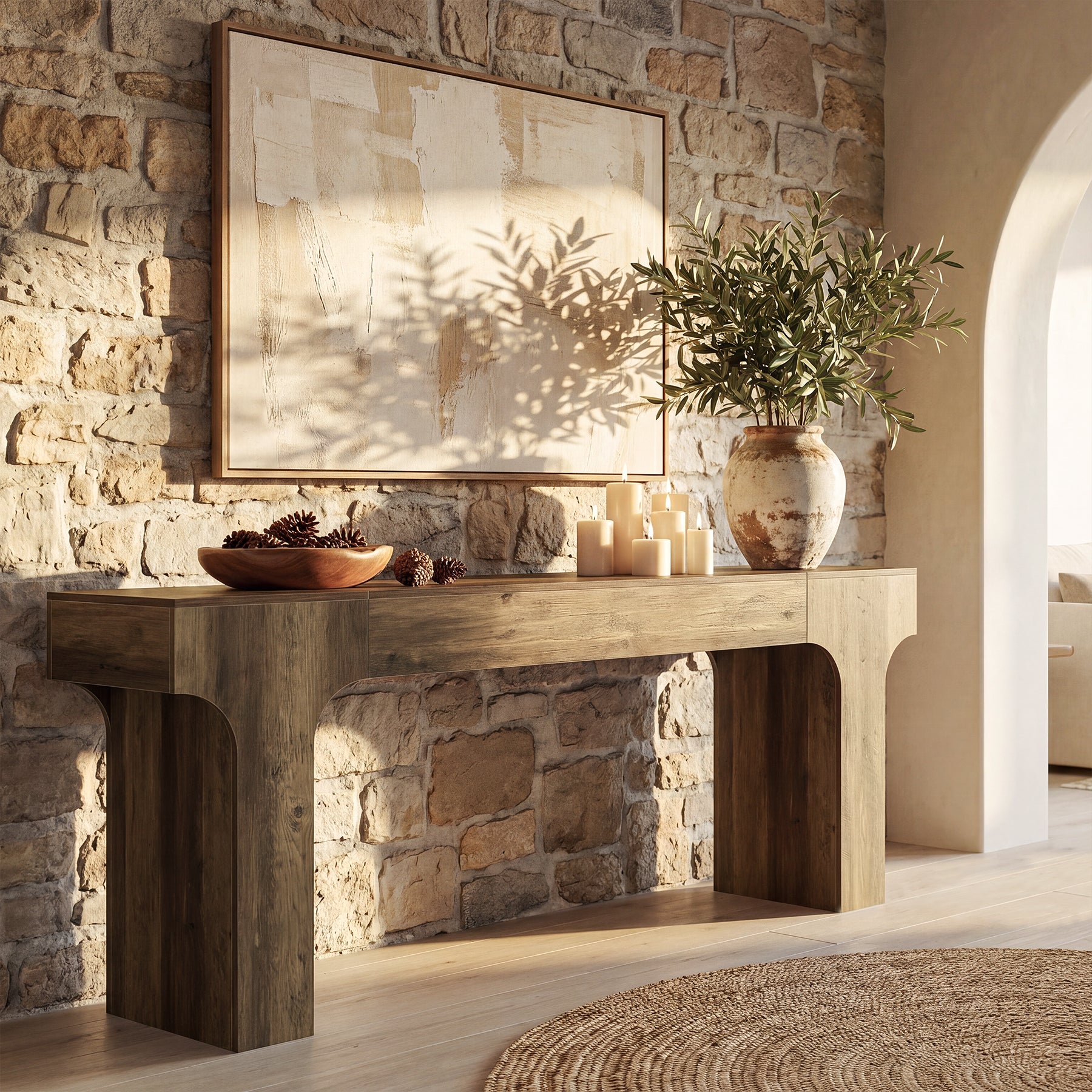 Tribesigns 79-Inch Extra Long Console Table with Arched Base, Farmhouse Sofa Table for Entryway
