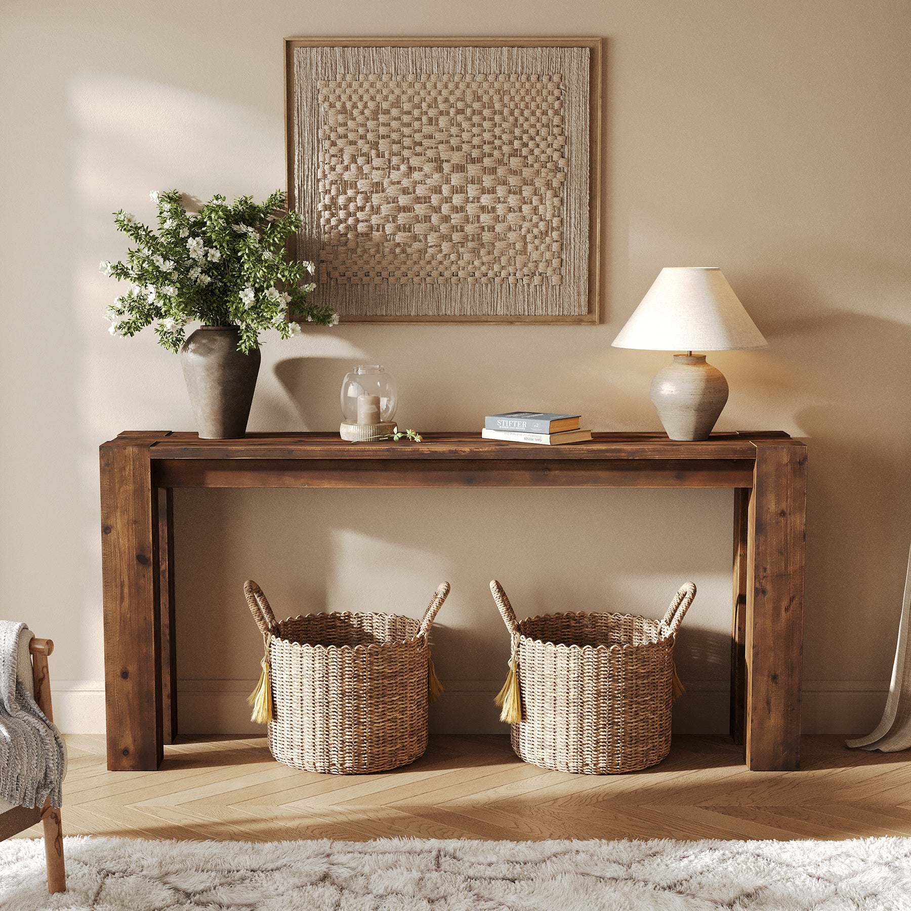 Tribesigns 70.9-Inch Solid Wood Console Table, Sofa Table for Hallway