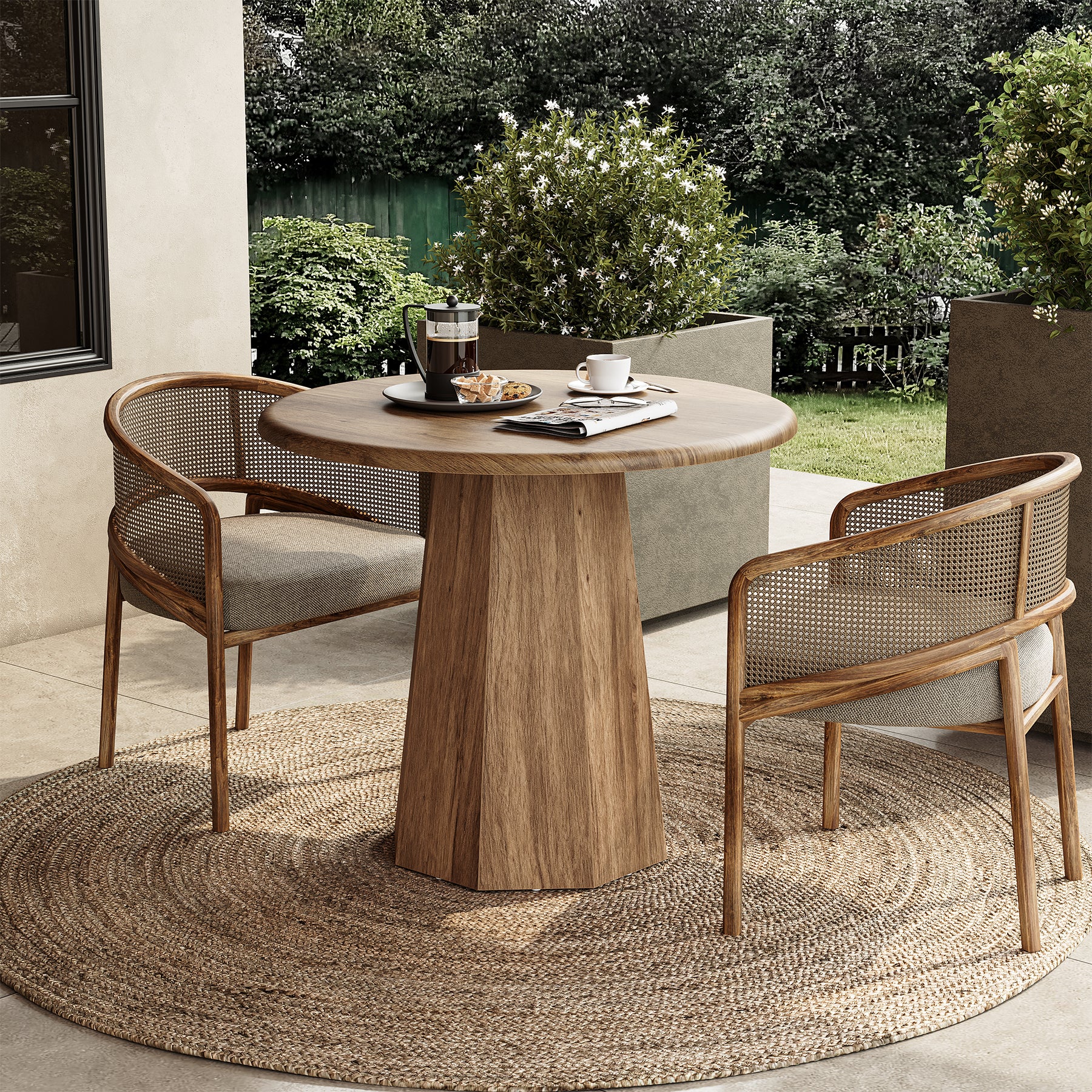 Compact Round Dining Table 31.5", Octagonal Base Kitchen Table for 2-4 People